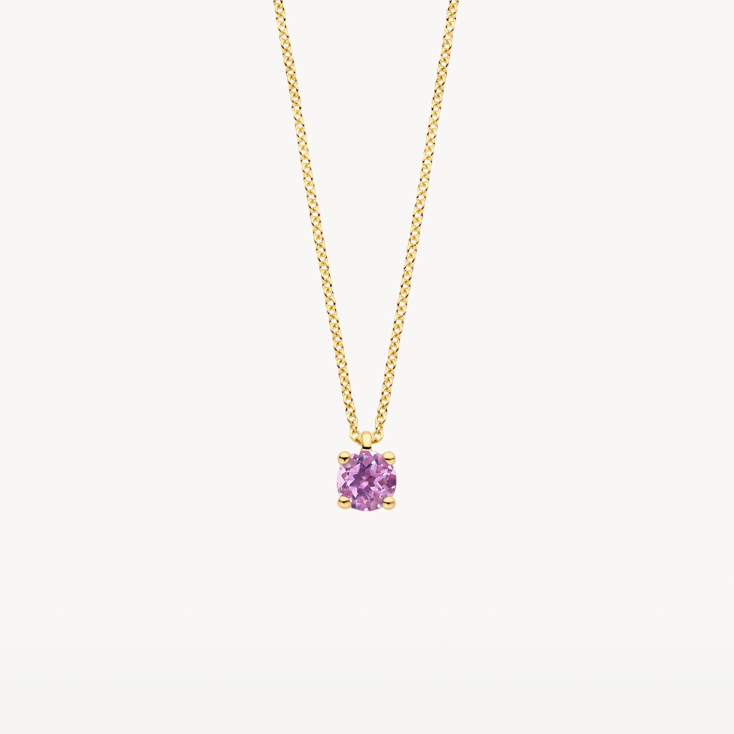 Necklace (June) 3200YPA - 14k Yellow gold met Pink Amethyst