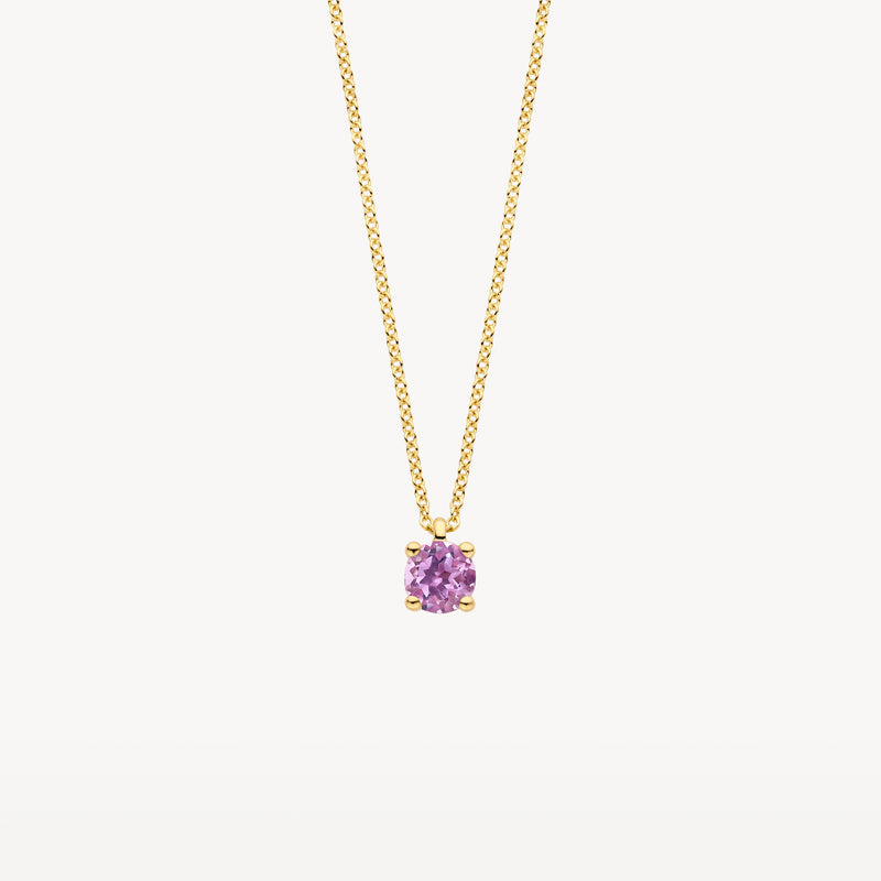 Necklace (June) 3200YPA - 14k Yellow gold met Pink Amethyst