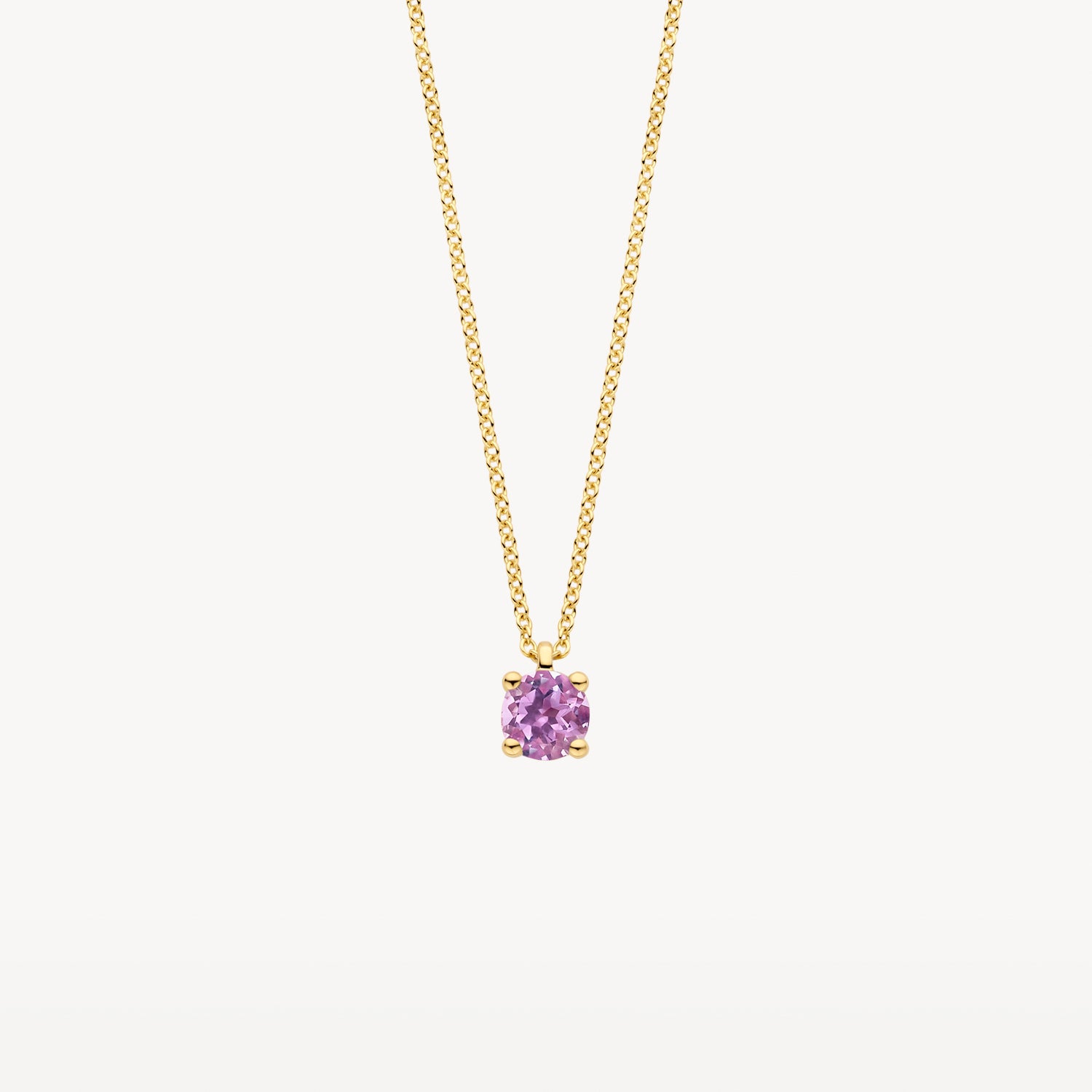 Ketting met Hanger Roze Amethyst 14k goud