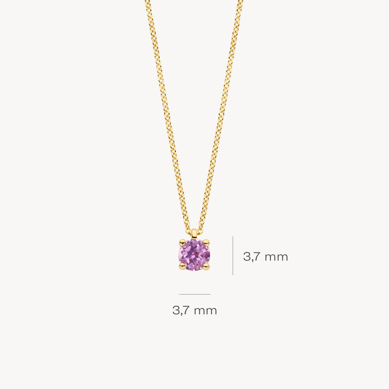 Necklace (June) 3200YPA - 14k Yellow gold met Pink Amethyst