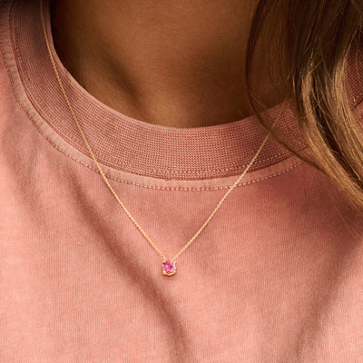 Collier pendentif tourmaline rose en or 14 carats