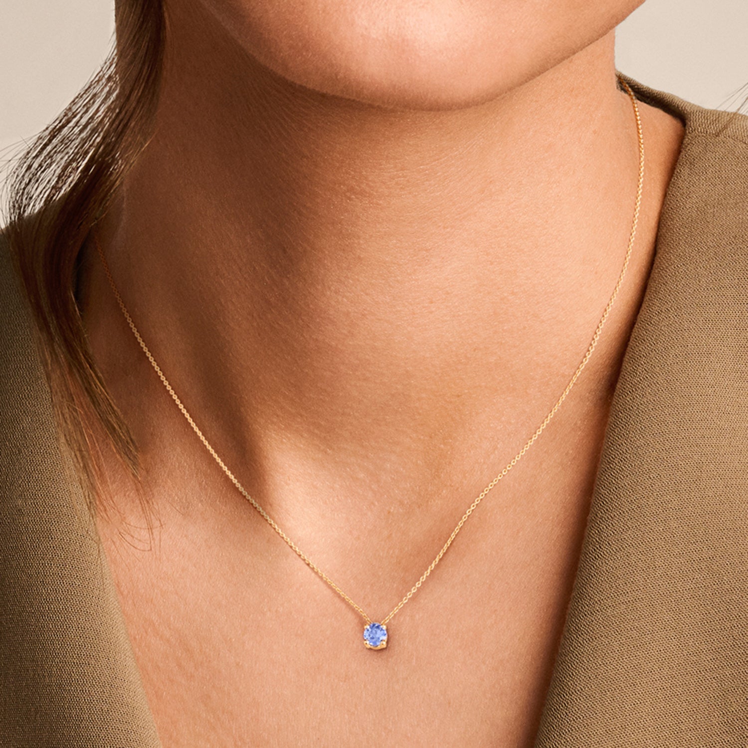 Collier pendentif tanzanite en or 14 carats