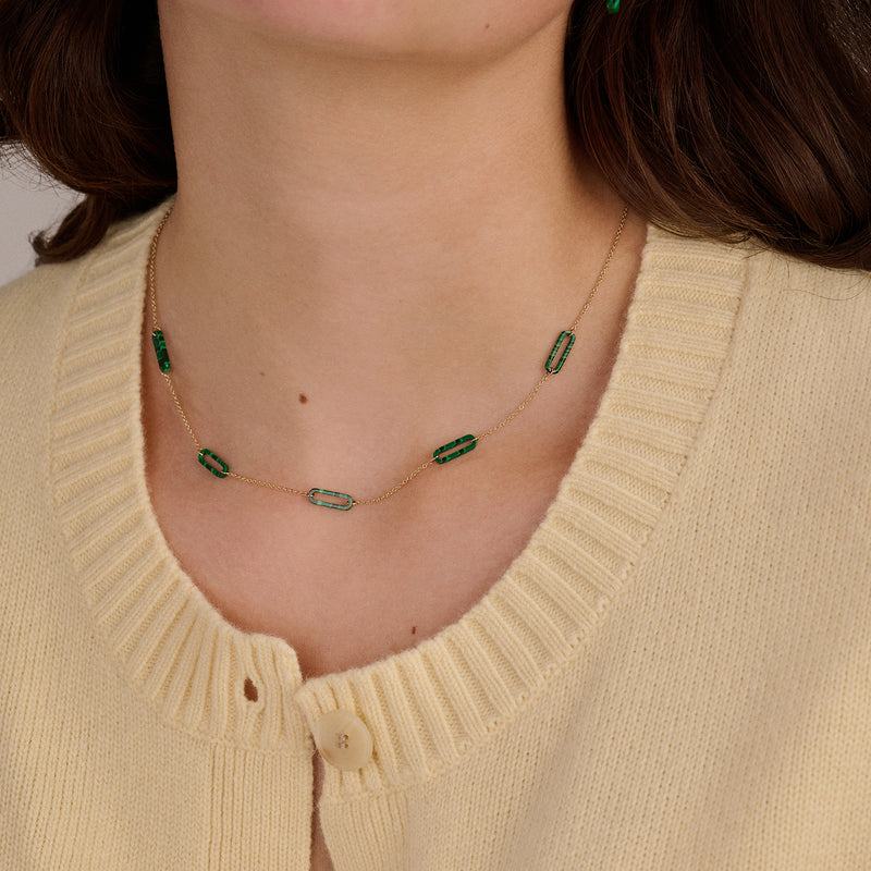 Necklace 3204YMA - 14k Gold with Malachite