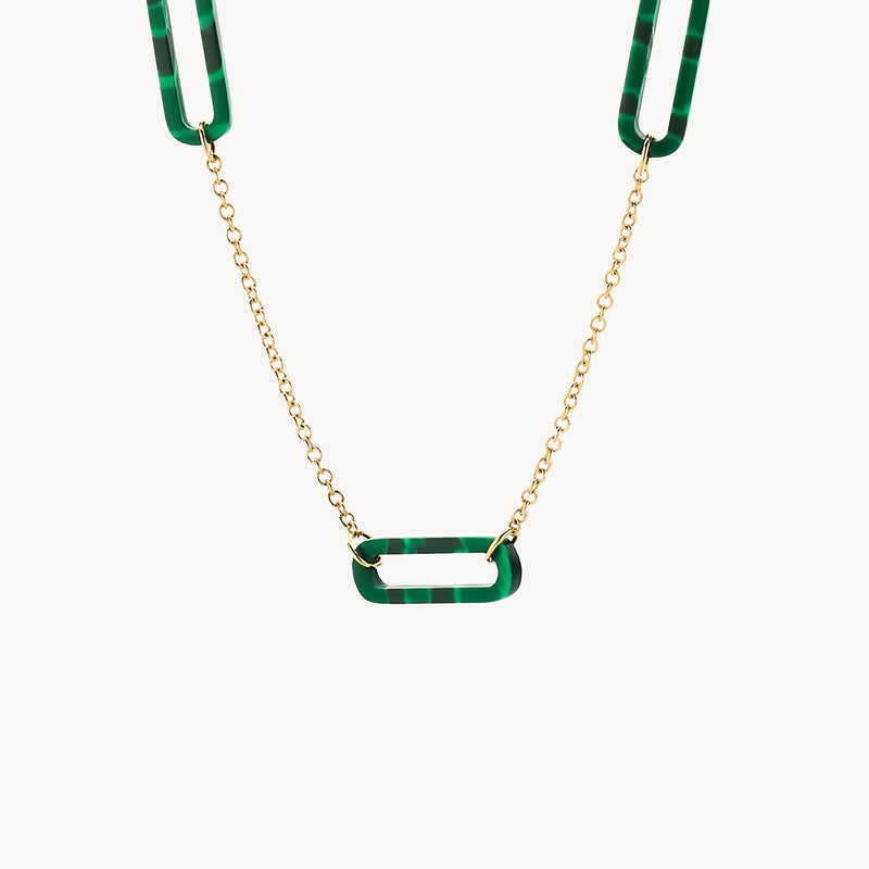 Necklace 3204YMA - 14k Gold with Malachite