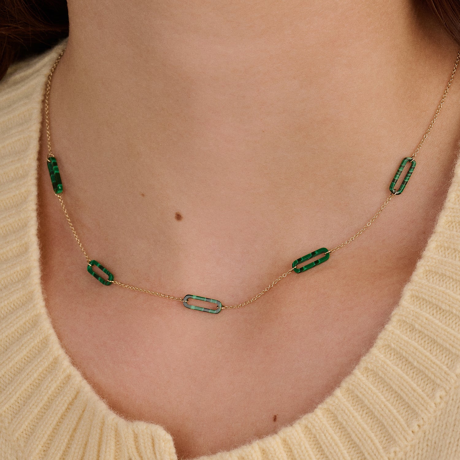 Collier 3204YMA - 14k Goud met Malachiet