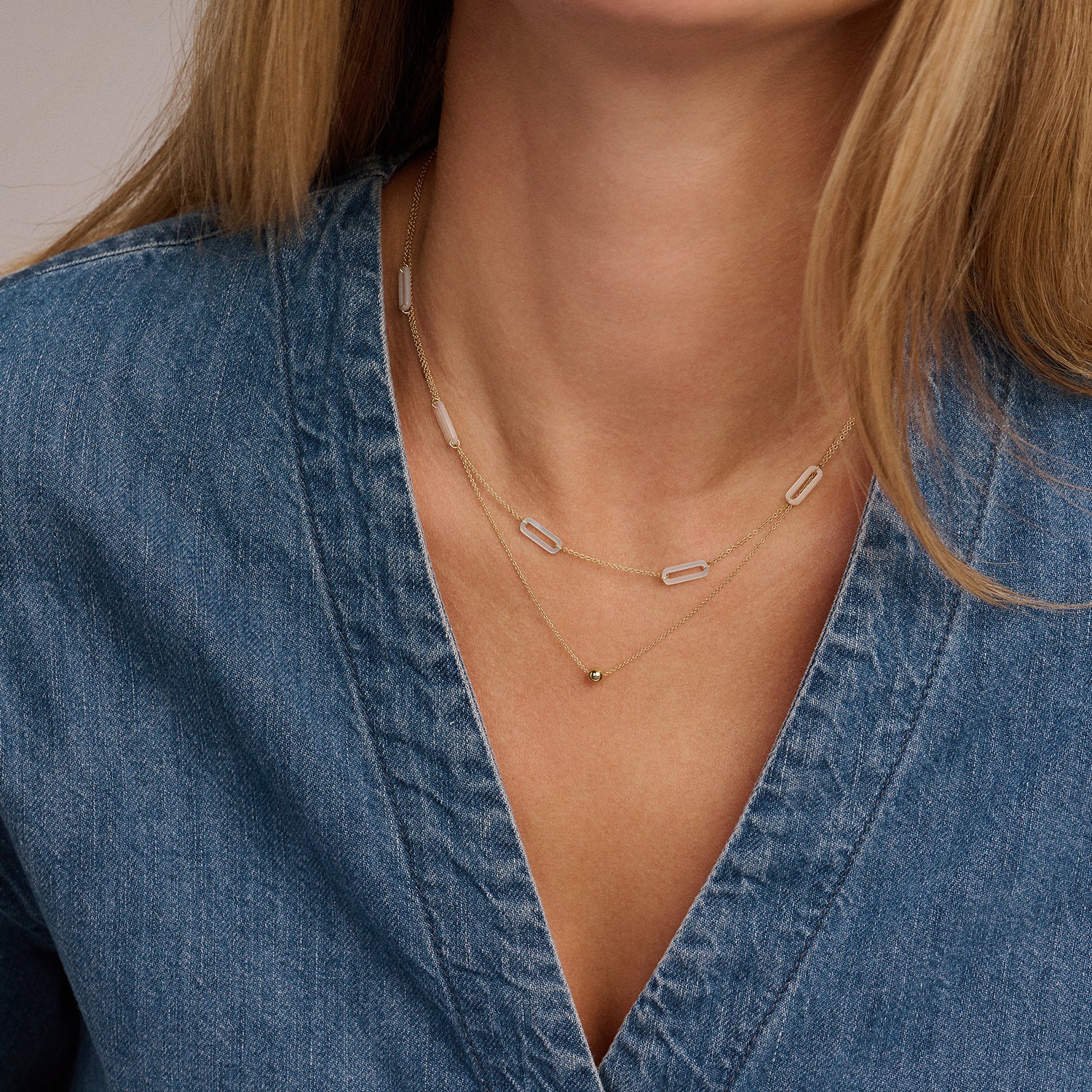 Necklace 3204YMP - 14k Gold with mother of pearl