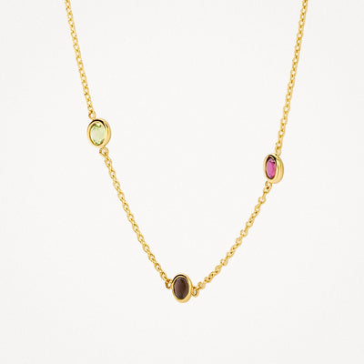 585er Gelbgoldkette mit Fantasie-Edelstein, Nahaufnahme.