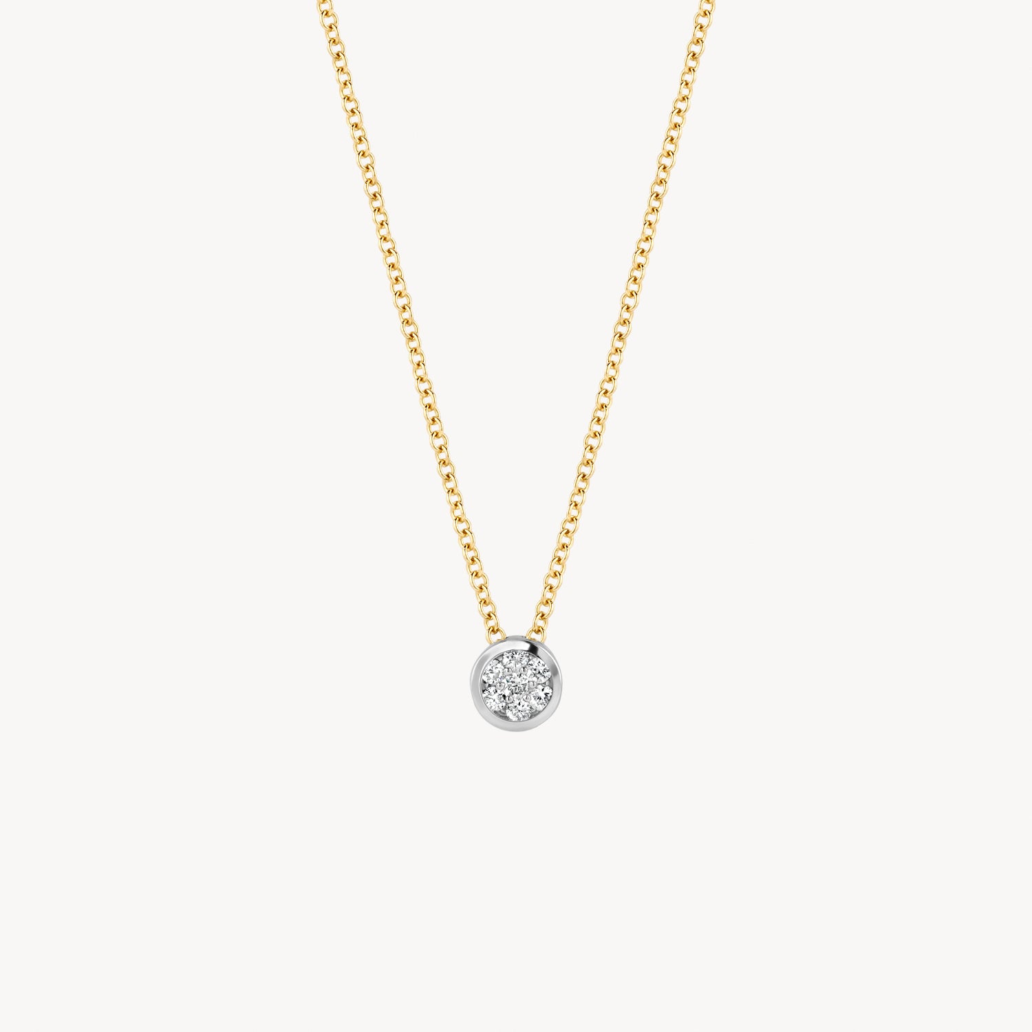 Collier met diamant in 4.3mm Gladomzetting in 14k bicolor goud