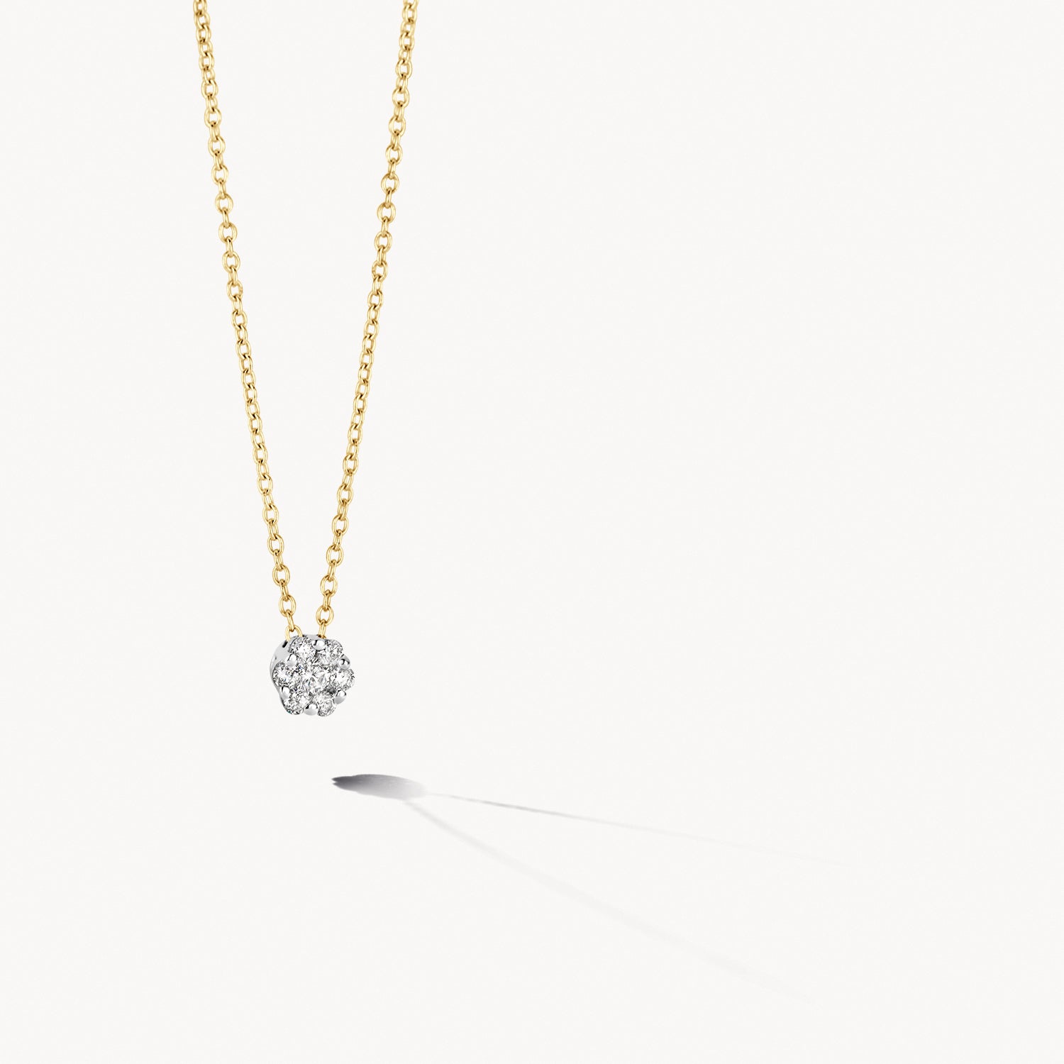 Collier met diamant in 3.8mm illusiezetting in 14k bicolor goud