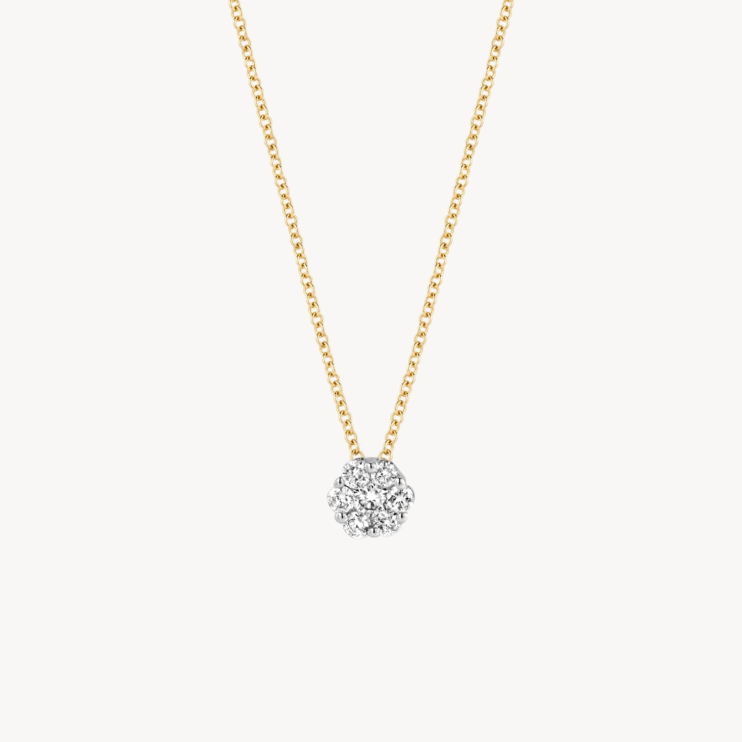 Collier met diamant in 4.8mm illusiezetting in 14k bicolor goud