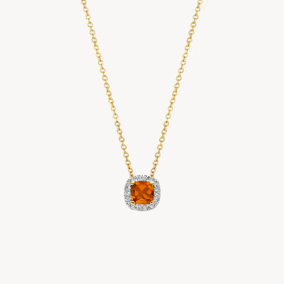 Diamanten collier 3607YDC - 14k Wit en Geelgoud met citrien