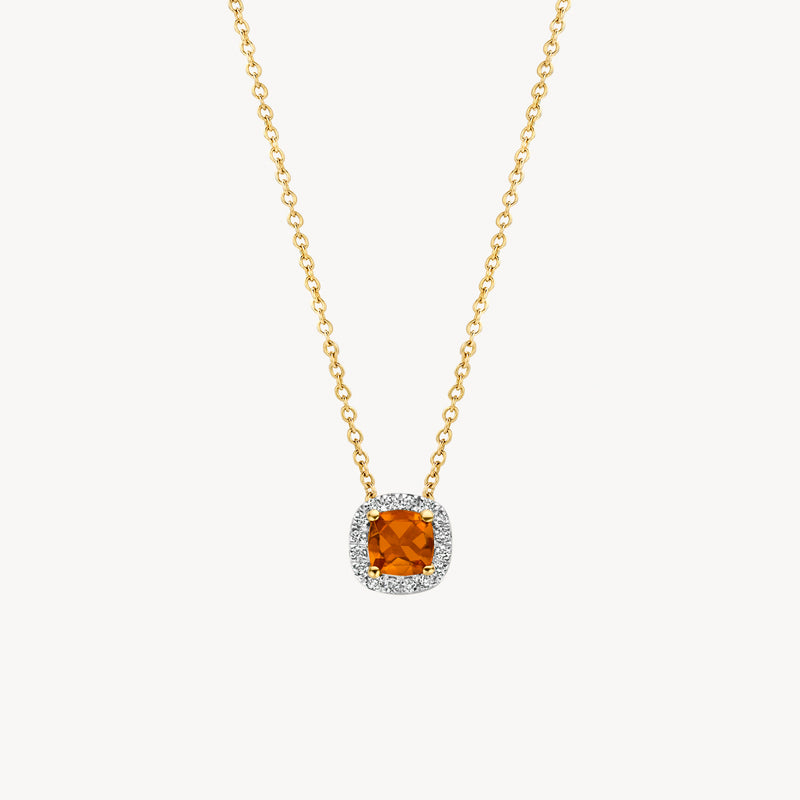 Diamond necklace 3607YDC - 14k White and yellow gold with citrine