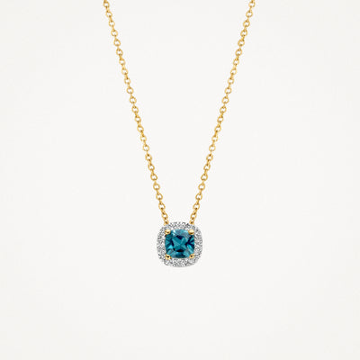 Diamanten collier 3607YDL - 14k Wit en Geelgoud met London blue topaz