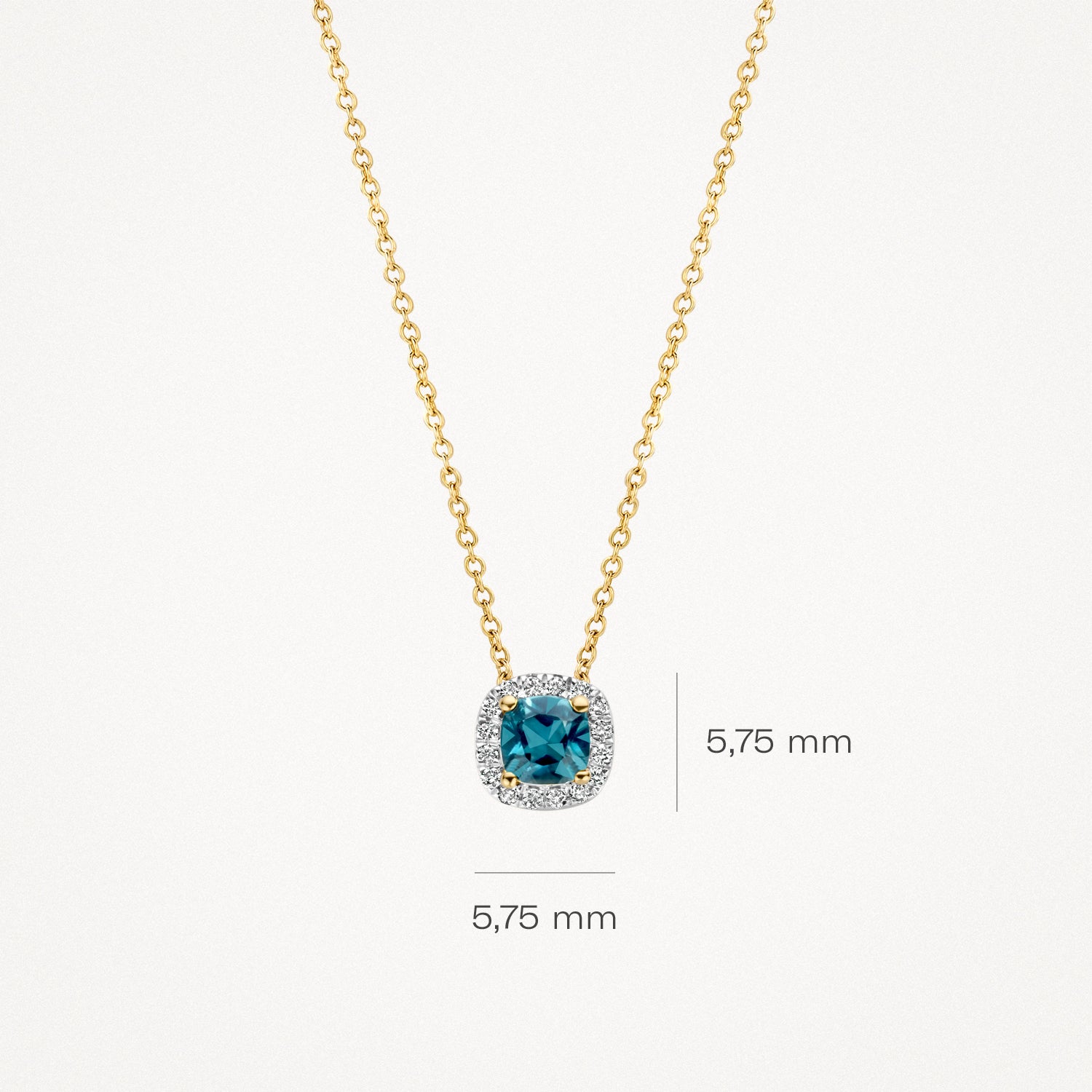 Necklace 3607YDL - 14k Yellow and white gold with diamant and London Blue Topaz