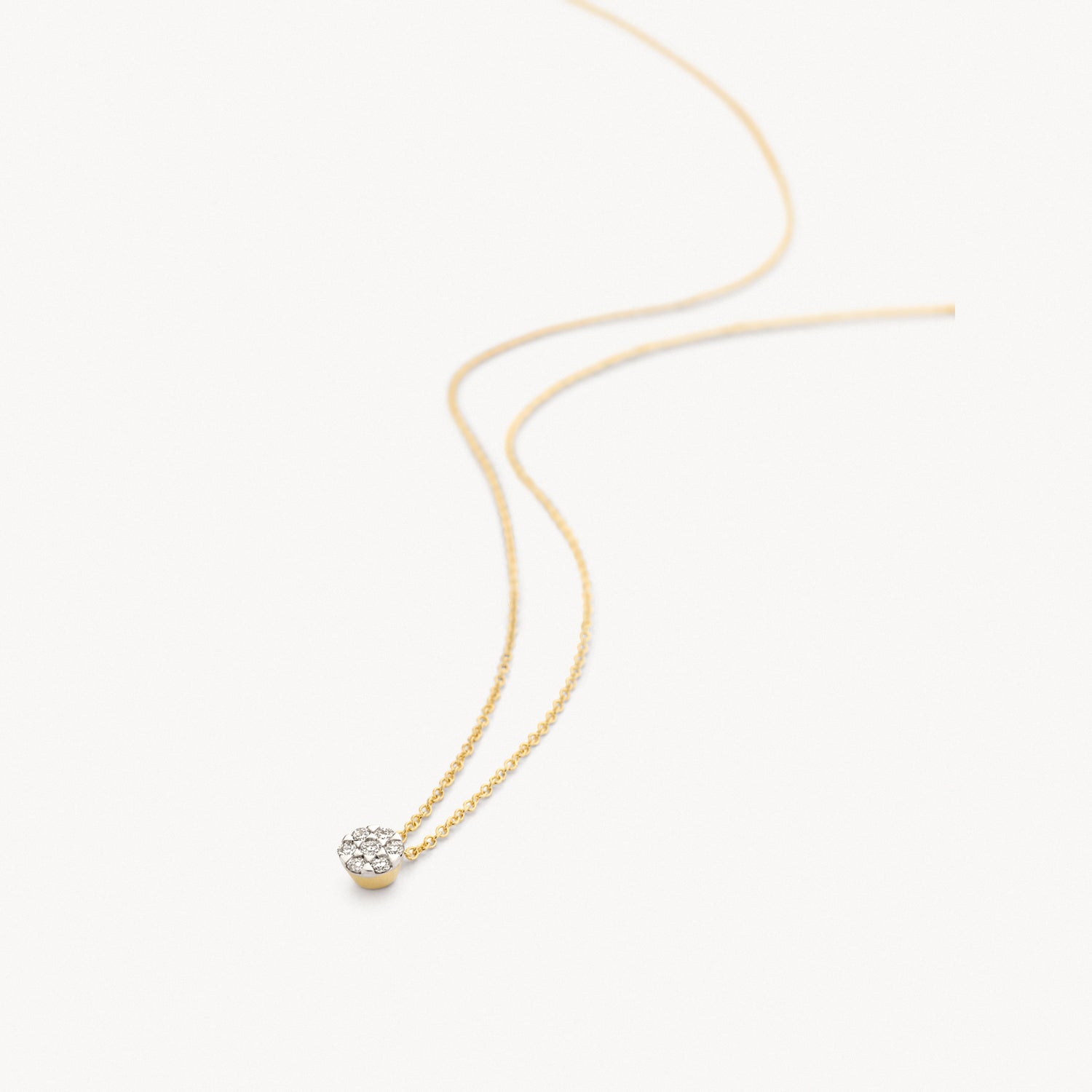 Collier met diamanten in illusiezetting met 14k bicolor goud