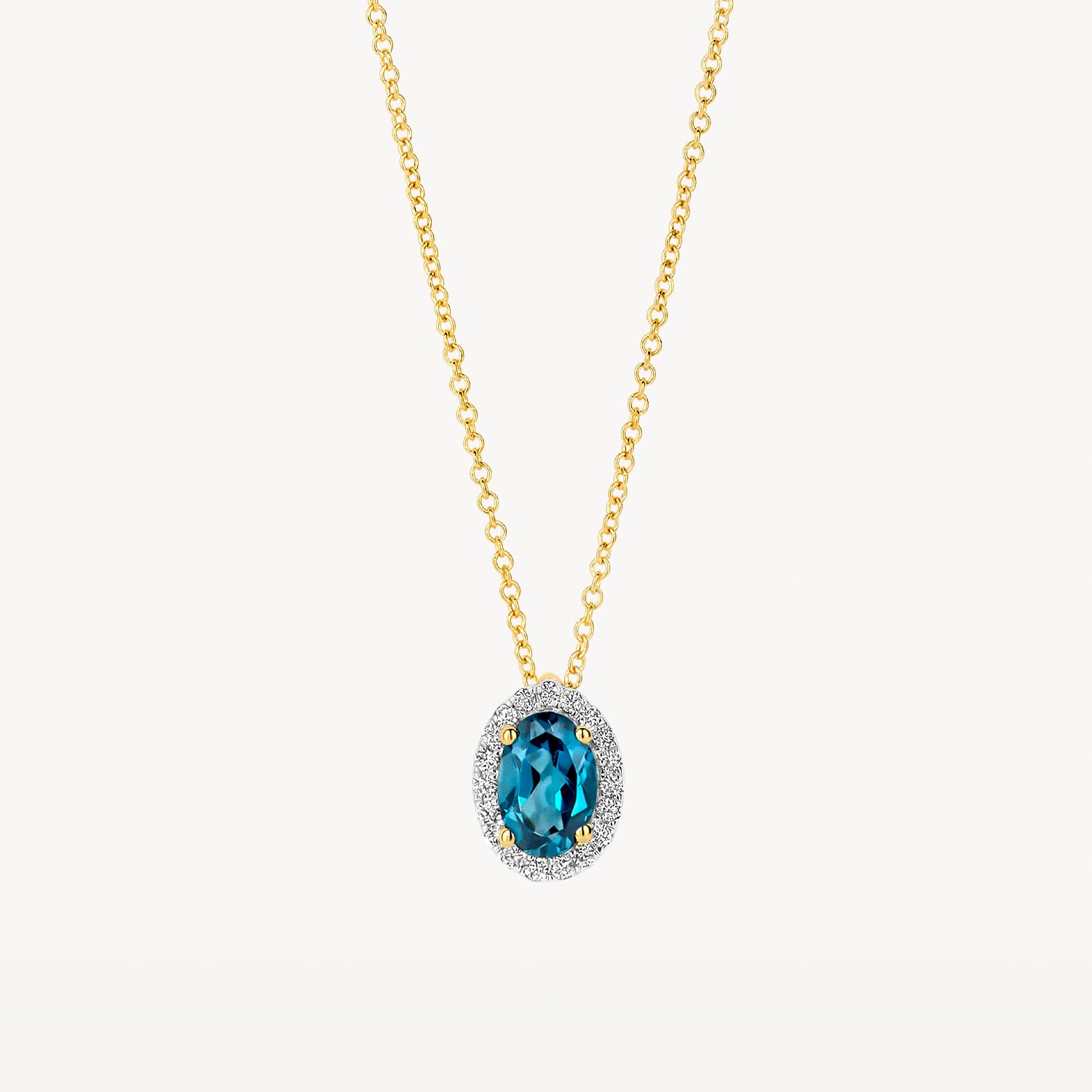 Diamonds Necklace 3617YDL - 14k Yellow gold with London blue topaz