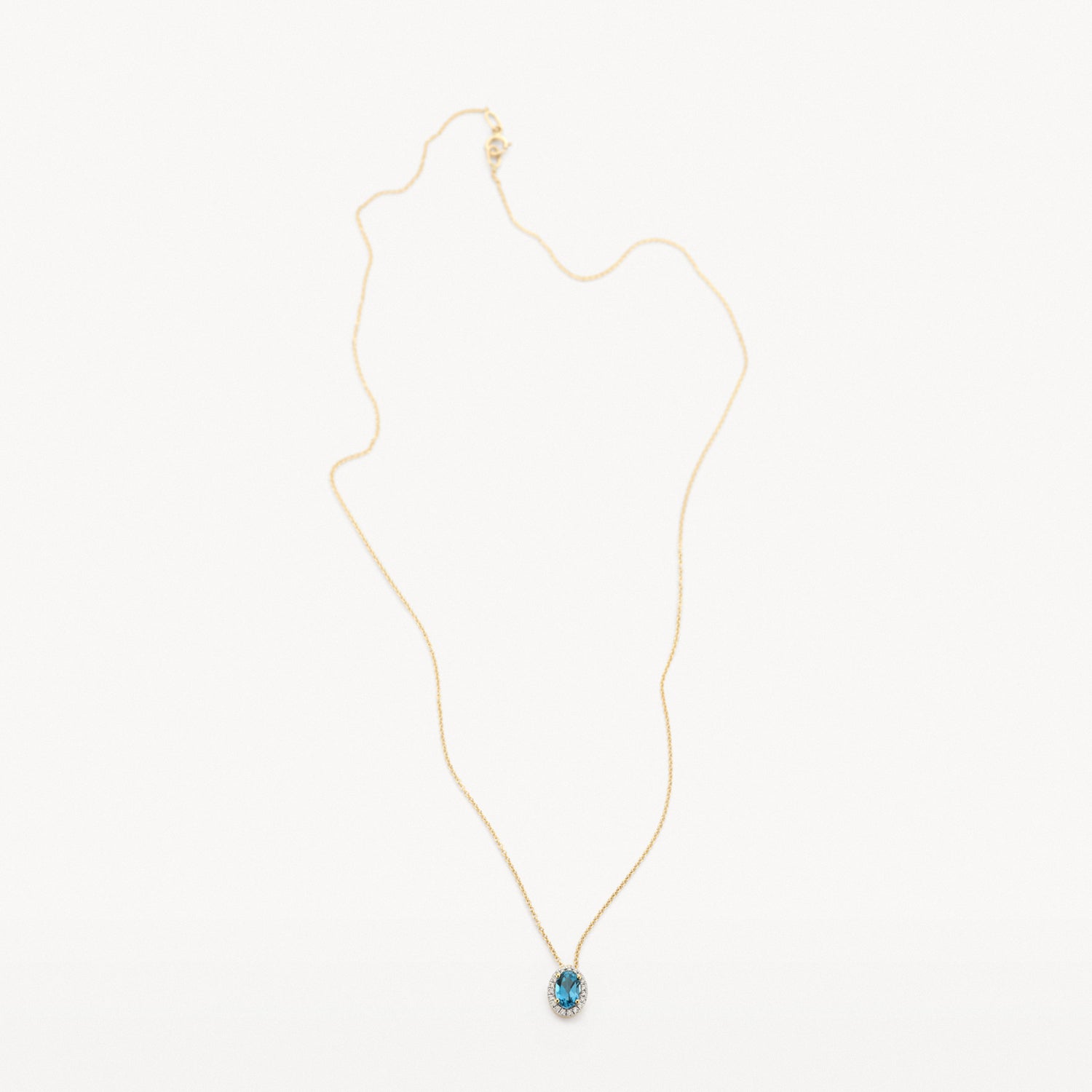 Collier de diamants 3617YDL - Or jaune 14k avec topaze bleue de Londres