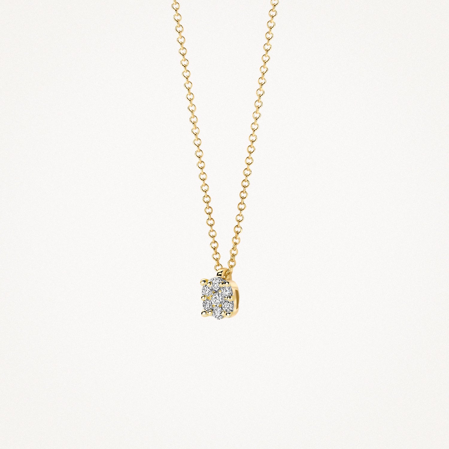 Collier van 14k goud met vierkante natuurlijke diamant hanger.