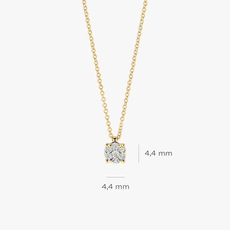 Collier van 14k goud met ronde 4,4 mm natuurlijke diamant als hanger.