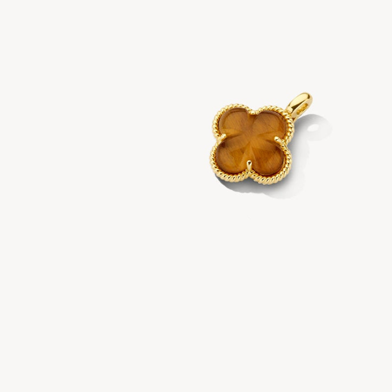Pendant 6096YTQ - 14k Gold with Tiger's Eye and Rock crystal