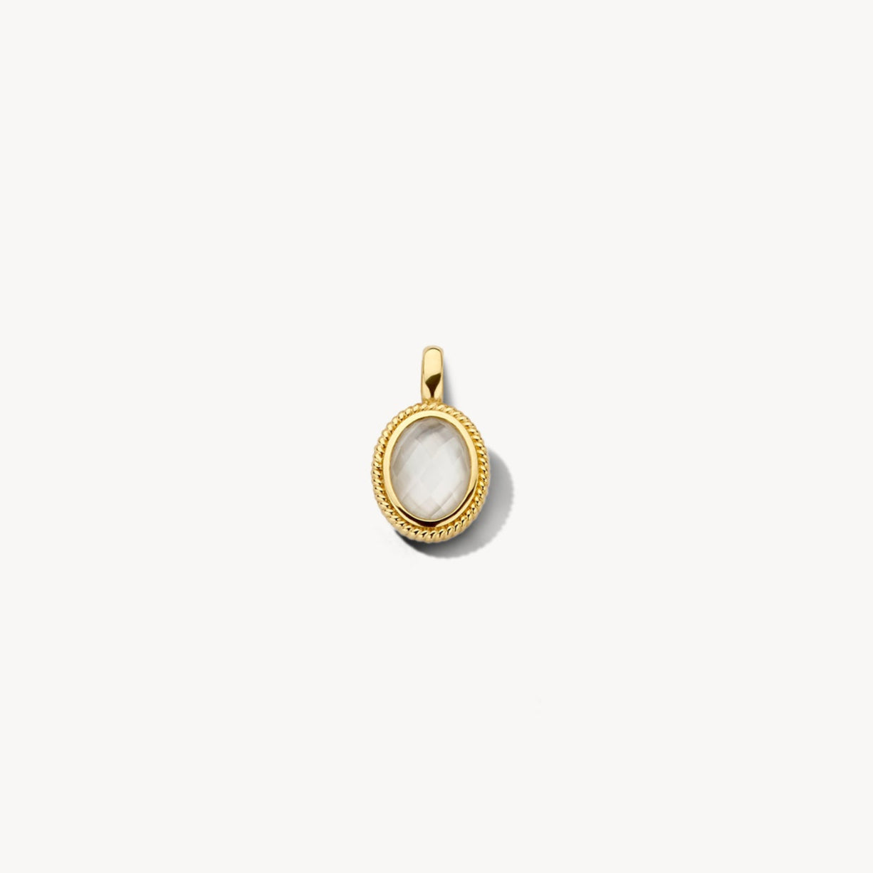 Hanger met parelmoer en koordmotief 14k goud