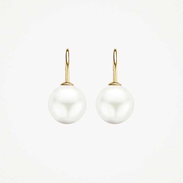 Earrings 7049YPW - 14k Yellow Gold with Swarovski Pearl