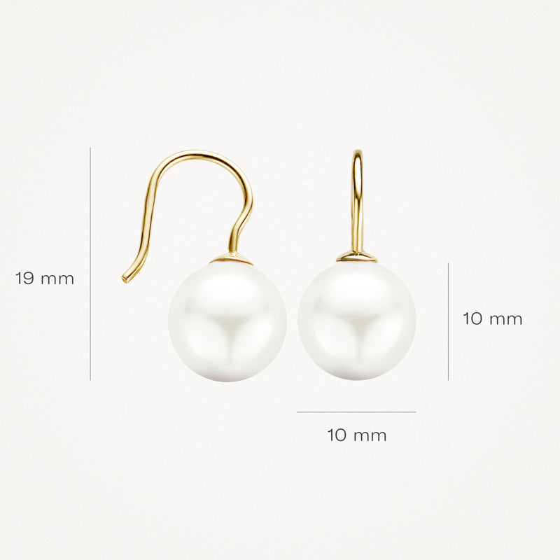 Earrings 7049YPW - 14k Yellow Gold with Swarovski Pearl