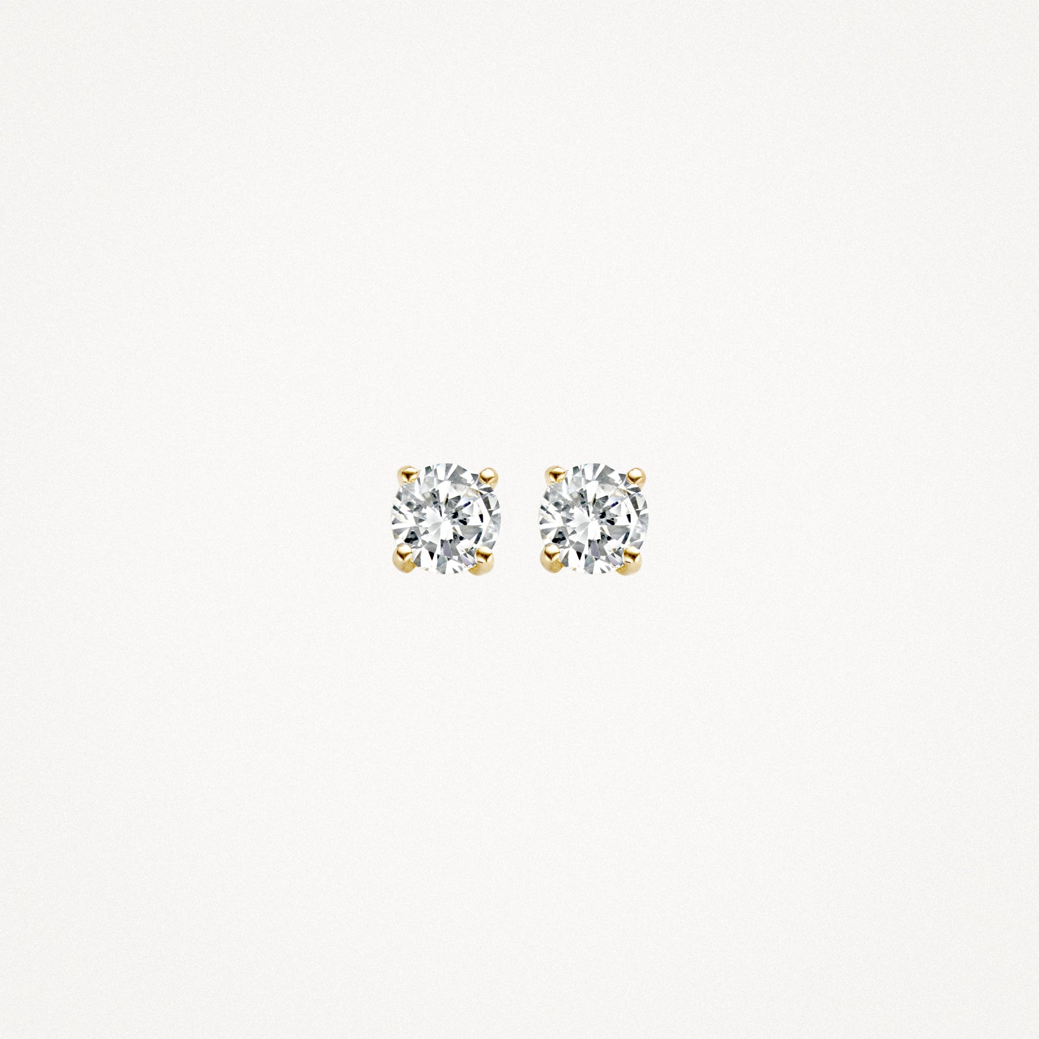 Oorstekers zirkonia ⌀ 5 mm 14k Geel goud