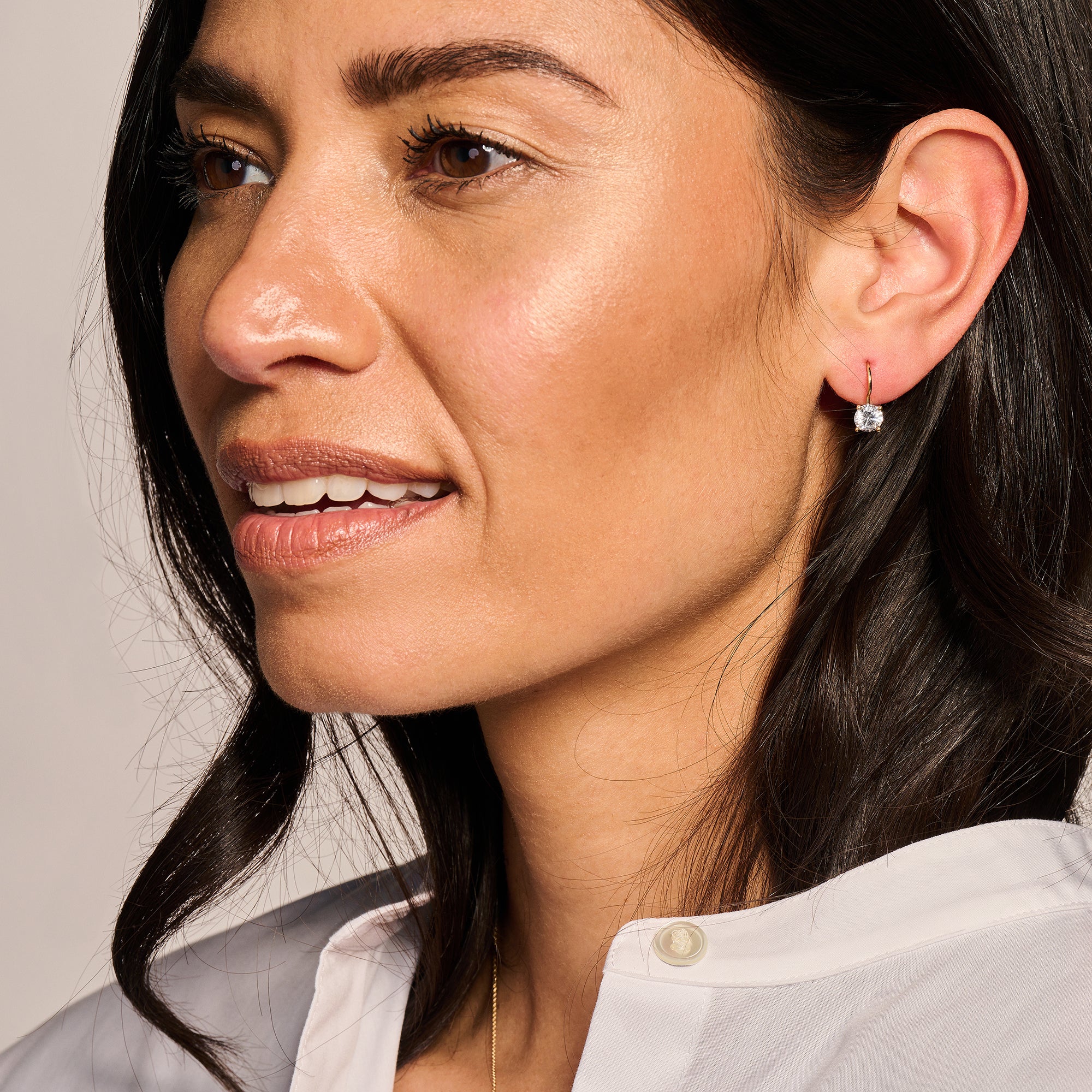 Oorbellen met zirkonia ⌀ 6 mm 14k goud