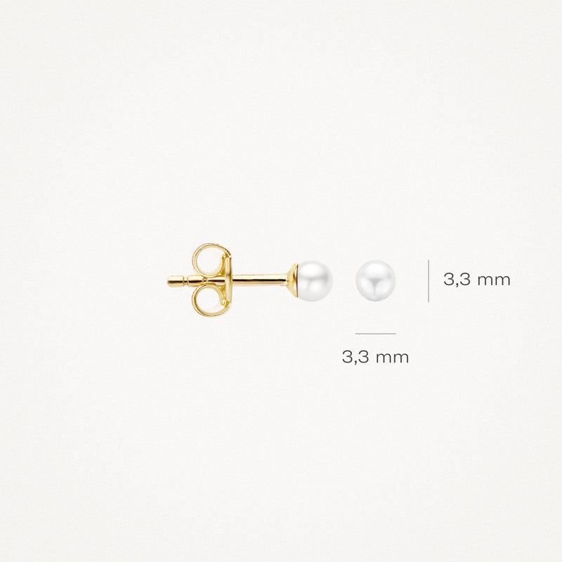 Ear studs 7137YPW - 14k Gold with fresh water Pearl