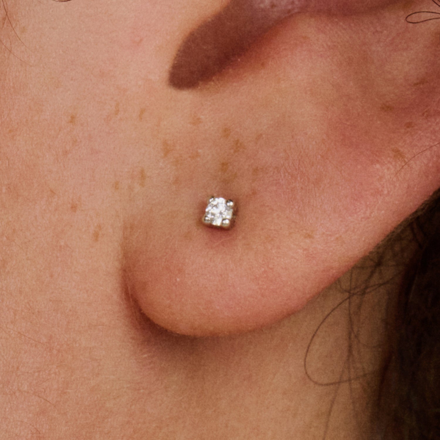 Oorknopjes zirkonia ⌀ 2.25 mm 14k Wit goud