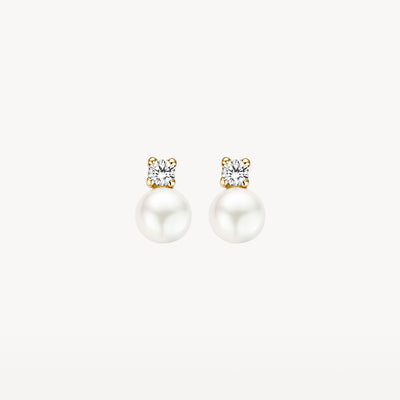 Earrings 7147YPW - 14k Yellow Gold with fresh water Pearl