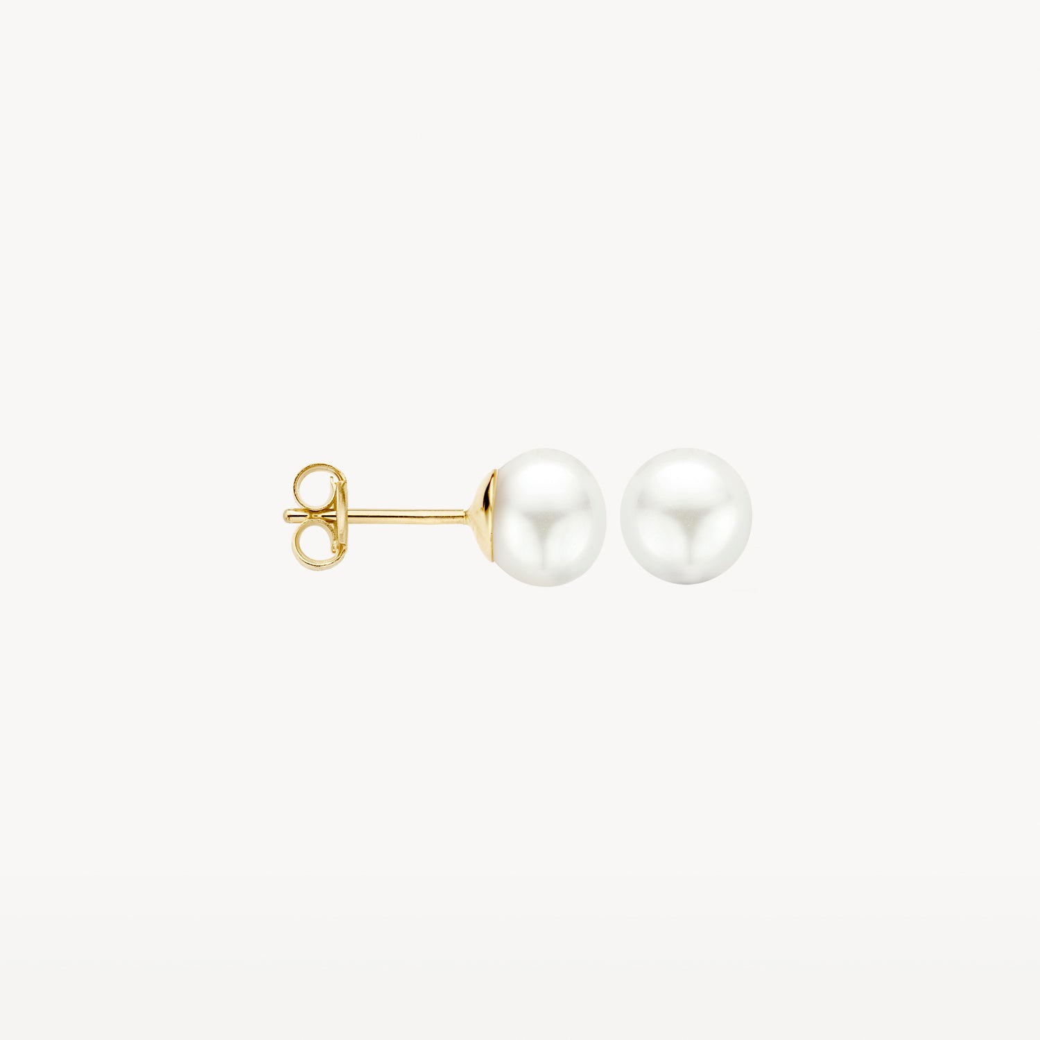 Parel oorbellen knopjes ø 6 mm met 14k goud