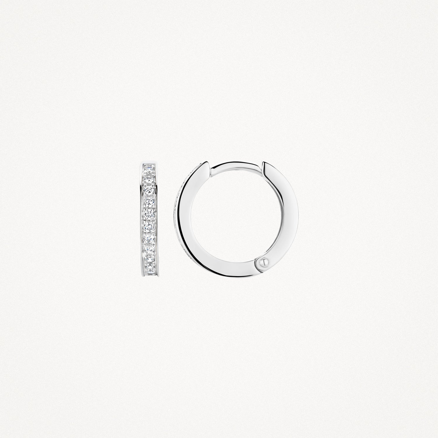 Oorringen met Pavé Zirkonia 12,4 mm 14k Wit goud