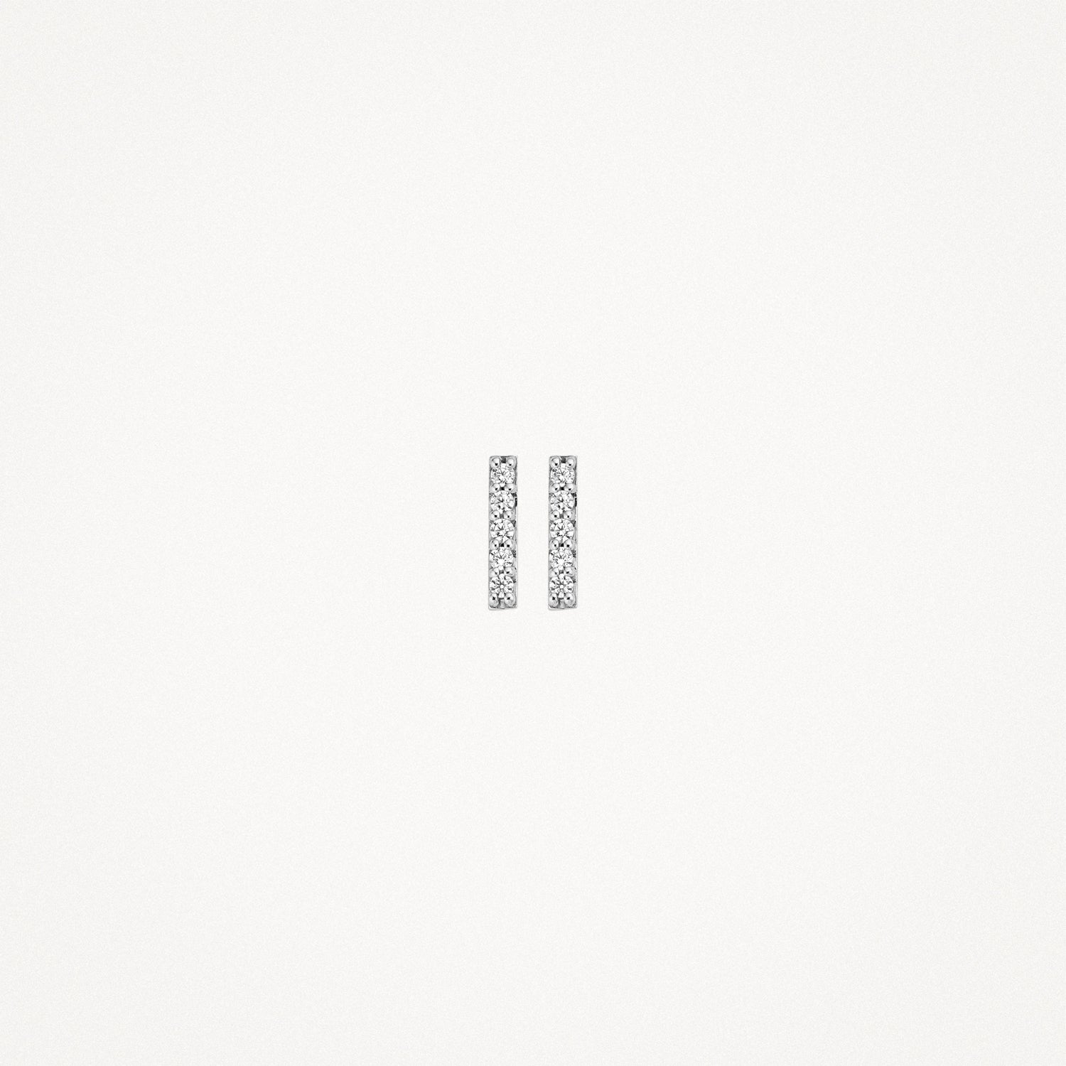 Oorknopjes Staafjes met Zirkonia 14k Wit goud