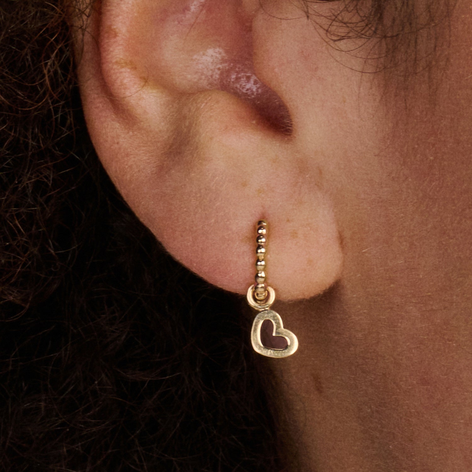 14ct Gold Beaded Design Huggie Earrings