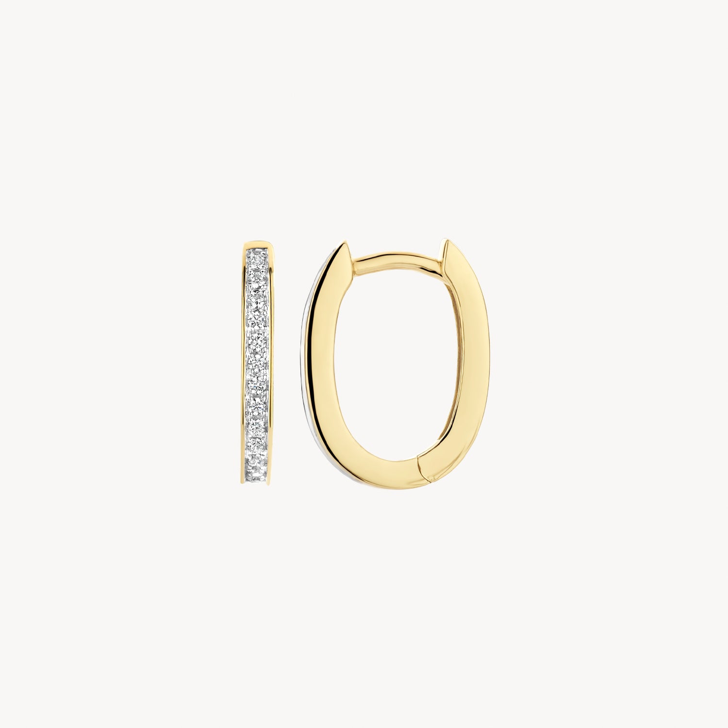 Ovalen Creolen Zirkonia 10,2 mm 14k bicolor goud