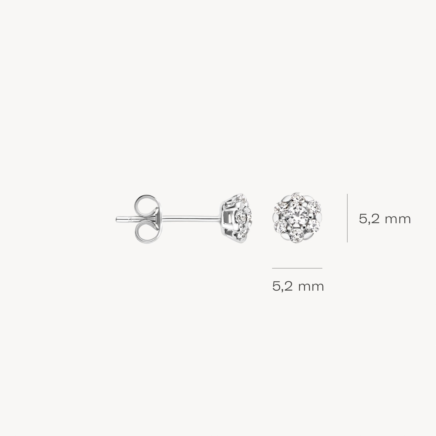 Puces d'oreilles 7241WZI - Or blanc 14 carats avec Zircone