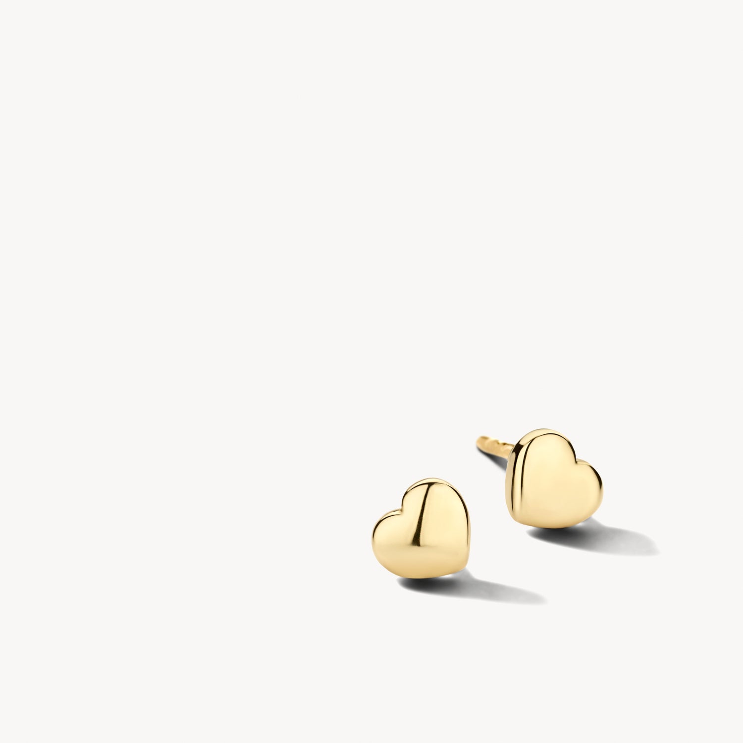 Hartjes oorbellen knopjes 14k goud
