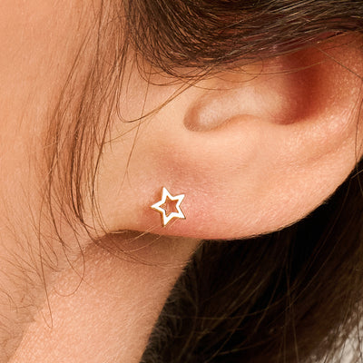 Puces d’oreilles étoile 4,8 mm en or 14 carats