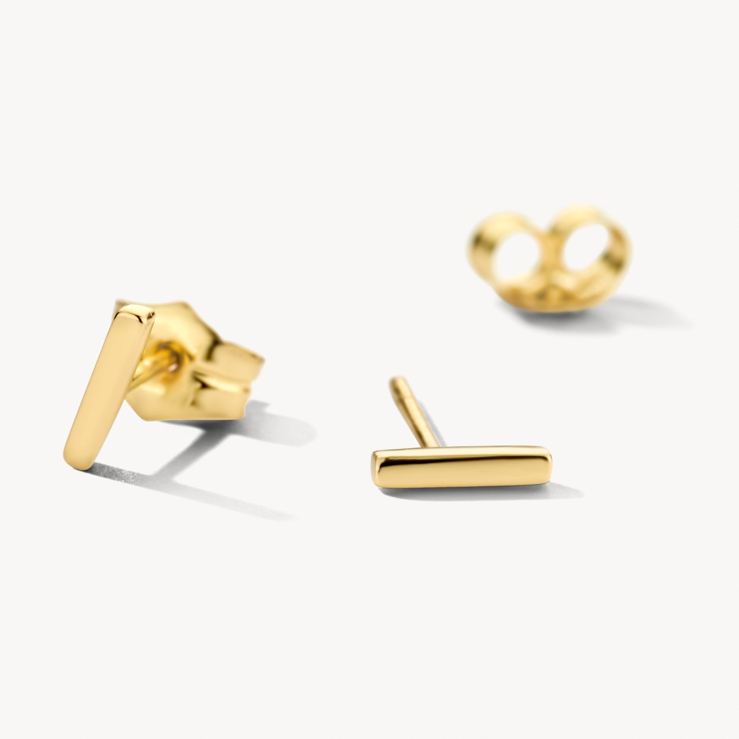 Oorknopjes staafvormig 14k goud