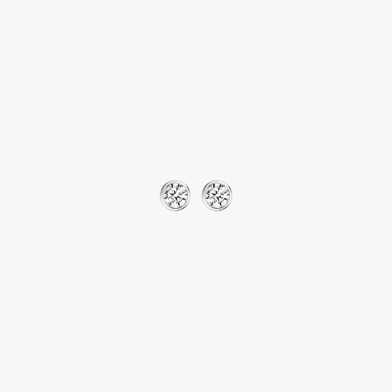 Oorknopjes zirkonia ⌀ 3.8 mm 14k Wit Goud