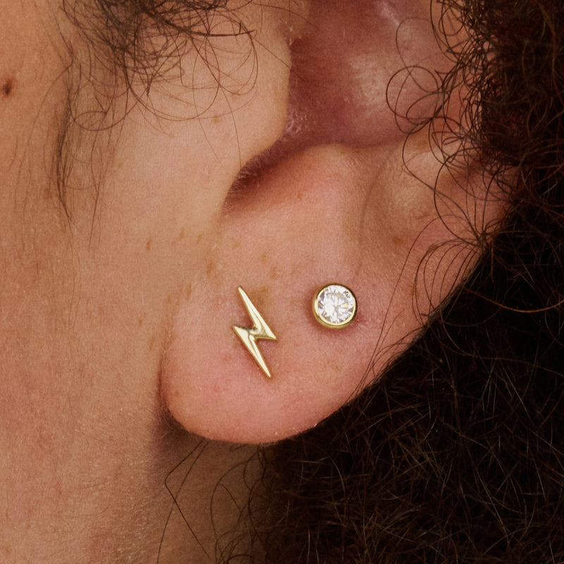 14ct Gold Cubic Zirconia Minimalist Stud Earrings