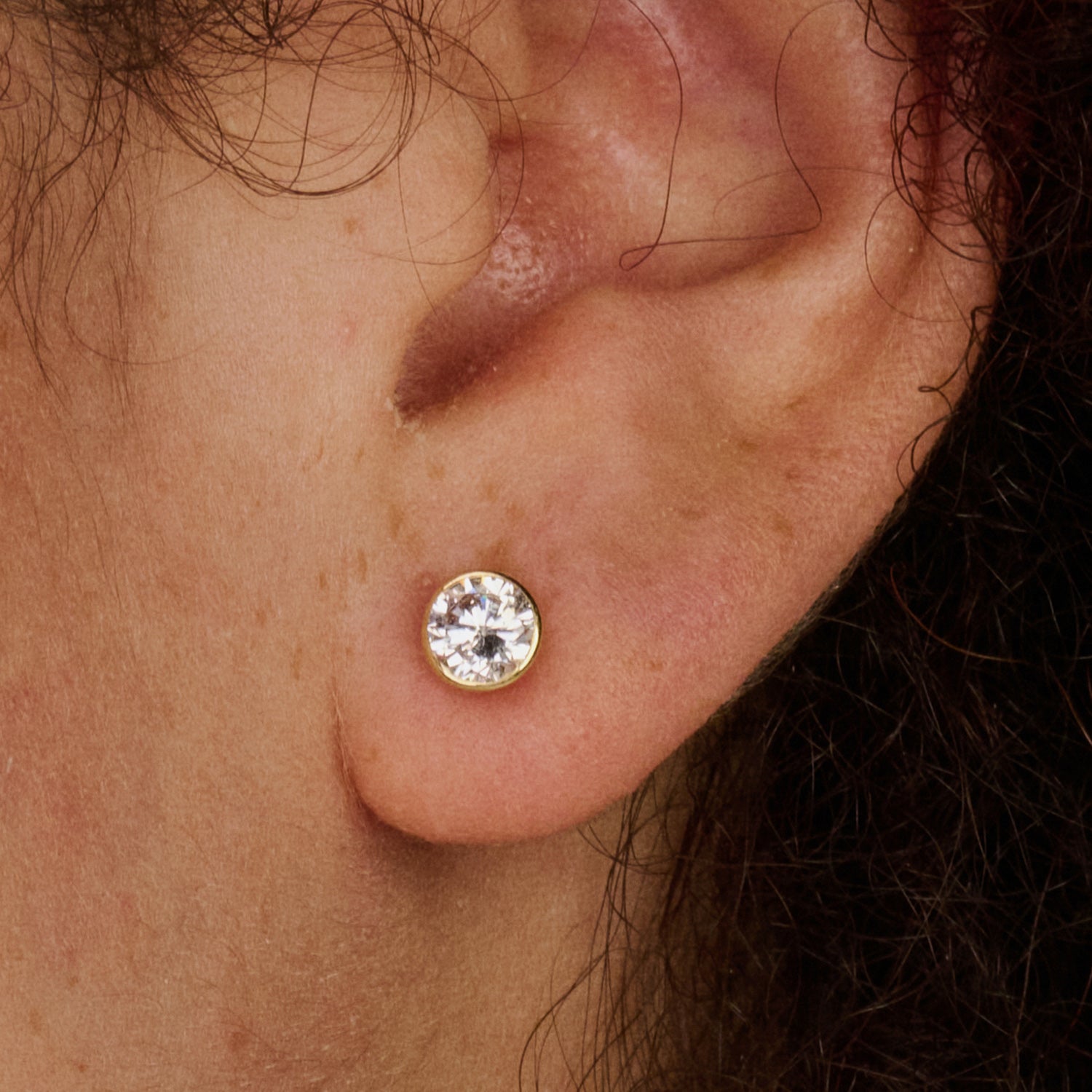 Oorstekers zirkonia ⌀ 5.35 mm 14k Geel goud