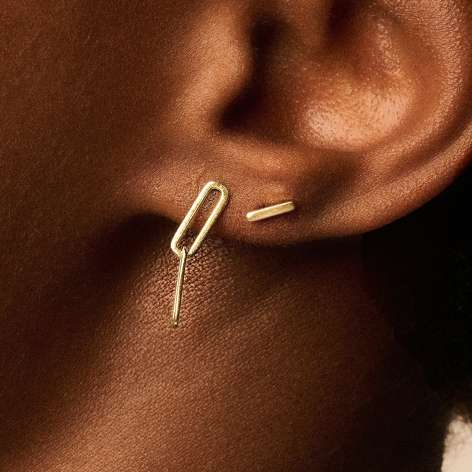 Oorbellen Twee Schakels Design 14k goud