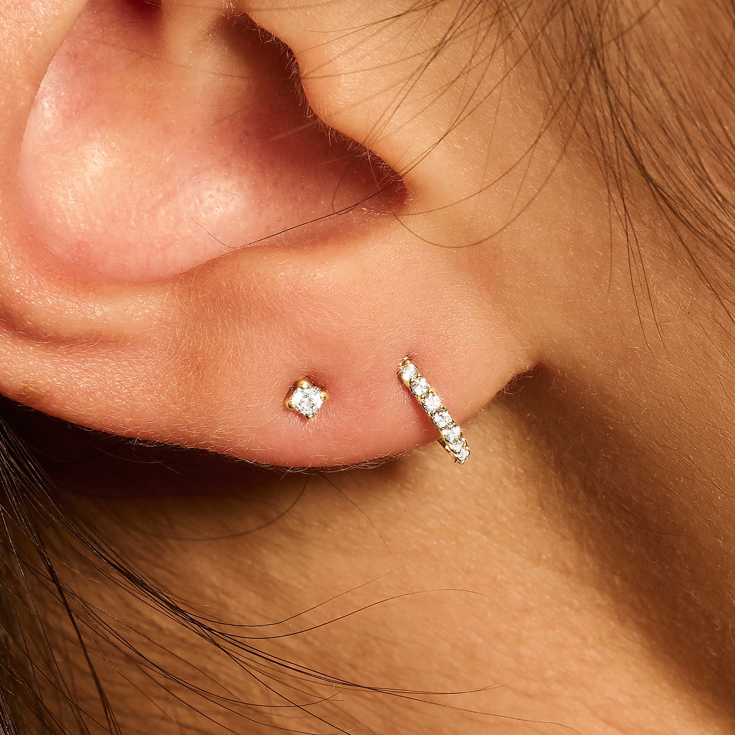 Oorringen met zirkonia 9.8 mm 14k goud