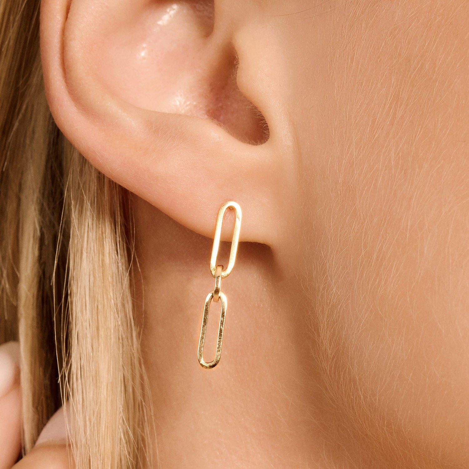 Boucles d’oreilles pendantes à maillons en or 14 carats