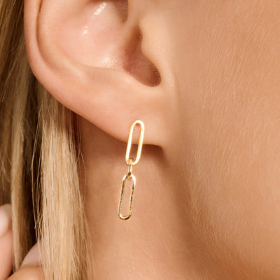 Boucles d’oreilles pendantes à maillons en or 14 carats