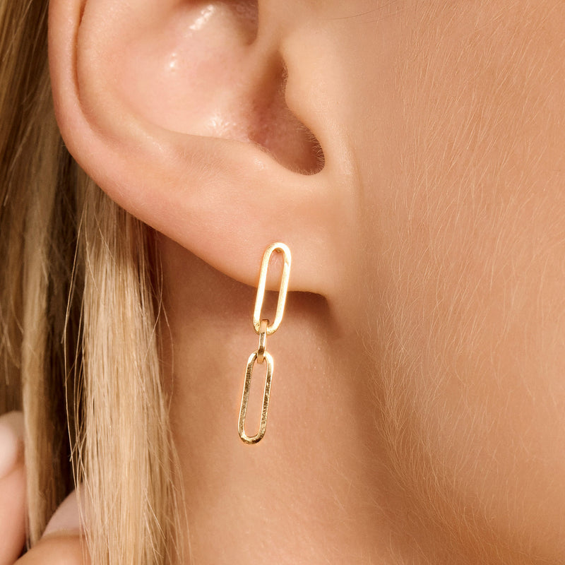 Boucles d’oreilles pendantes à maillons en or 14 carats