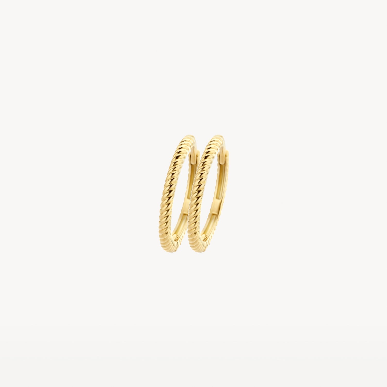 Oorringen met gedraaid motief 14 mm 14k goud